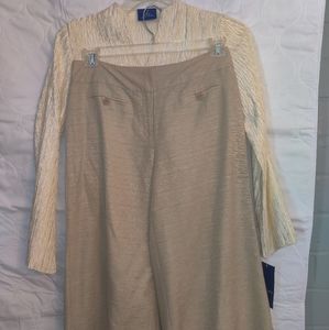 JH creme blouse/ Silkland pants